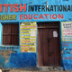 A mural illustrating educational classes is seen on the outside of a building in Wabari district of Mogadishu, Somalia, June 10, 2017.